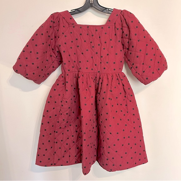 Asos Quilted Raspberry Polka Dot Babydoll Dress, US 4 - Picture 4 of 13
